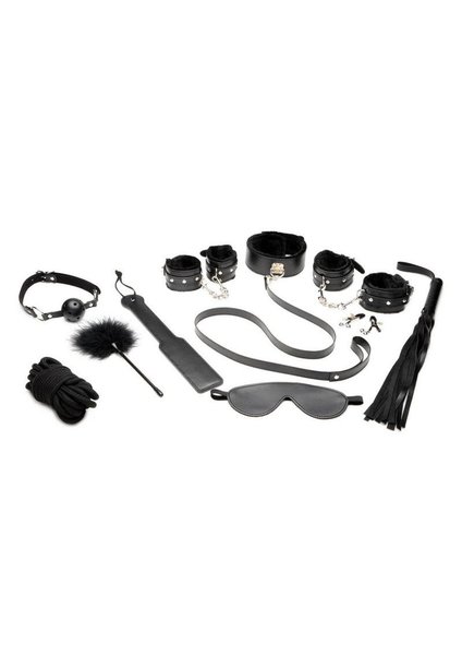 MASTER SERIES MASTER SERIES HOOK UP PLUSH BONDAGE SET  10 PIECE BLACK