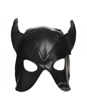 MASTER SERIES MASTER SERIES DUNGEON DEMON BONDAGE HOOD WITH HORNS BLACK