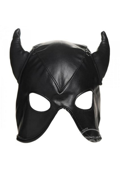 MASTER SERIES MASTER SERIES DUNGEON DEMON BONDAGE HOOD WITH HORNS BLACK
