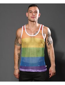 ANDREW CHRISTIAN ANDREW CHRISTIAN PRIDE MESH STRIPE TANK