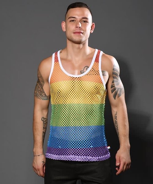ANDREW CHRISTIAN ANDREW CHRISTIAN PRIDE MESH STRIPE TANK