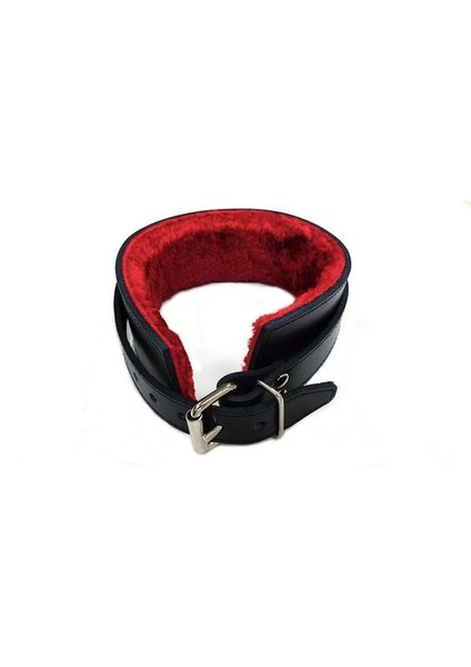 ROUGE ROUGE LEATHER COLLAR WITH FAUX FUR LINING BLACK & RED