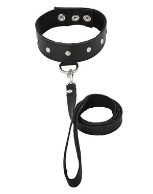 SPORTSHEETS SPORTSHEETS BLACK LEATHER LEASH & COLLAR