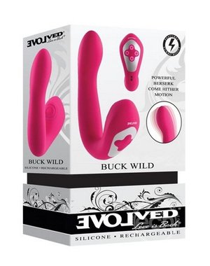 EVOLVED NOVELTIES BUCK WILD RECHARGEABLE SILICONE DUAL STIMULATOR PINK