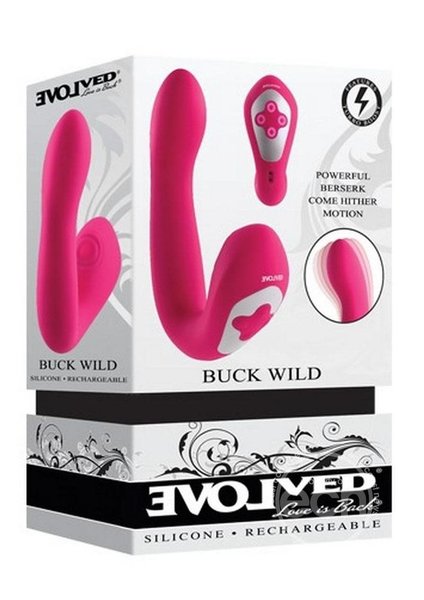 EVOLVED NOVELTIES BUCK WILD RECHARGEABLE SILICONE DUAL STIMULATOR PINK
