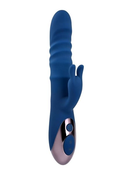 EVOLVED NOVELTIES THE RINGER RECHARGEABLE SILICONE RABBIT VIBRATOR BLUE