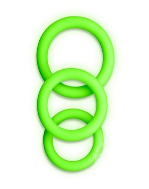 OUCH! OUCH! SILICONE COCK RING SET GLOW IN THE DARK 3 PC
