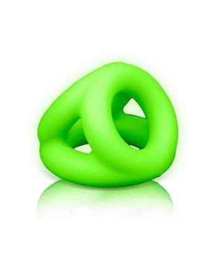 OUCH! OUCH! COCK RING & BALL STRAP SILICONE GREEN GLOW IN THE DARK