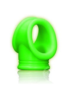 OUCH! OUCH! COCK RING & BALL STRAP SILICONE SEPARATOR GREEN GLOW IN THE DARK