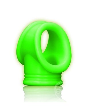 OUCH! OUCH! COCK RING & BALL STRAP SILICONE SEPARATOR GREEN GLOW IN THE DARK