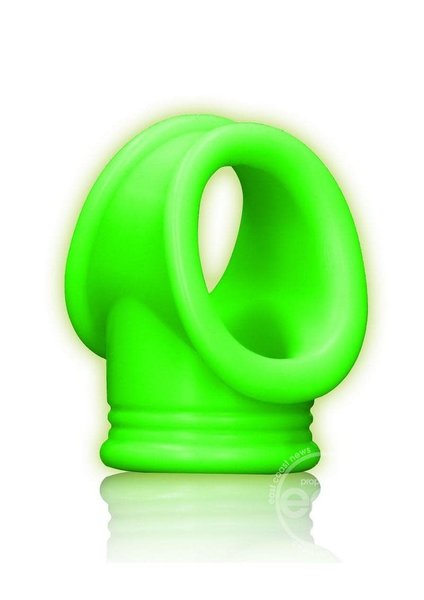 OUCH! OUCH! COCK RING & BALL STRAP SILICONE SEPARATOR GREEN GLOW IN THE DARK