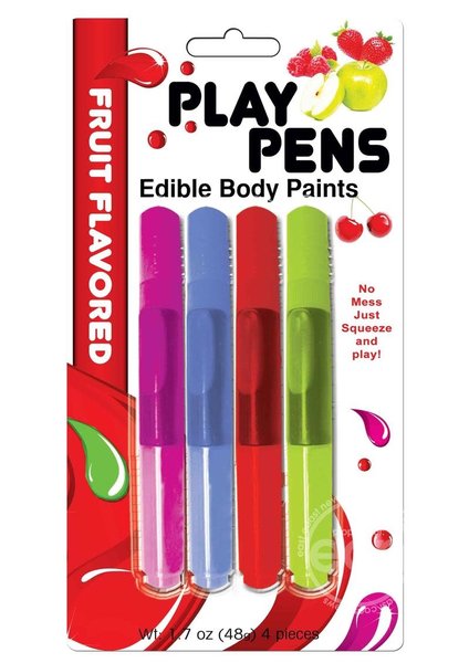 Hott Products PLAY PENS EDIBLE BODY PAINT BRUSHES 4 FLAVORS