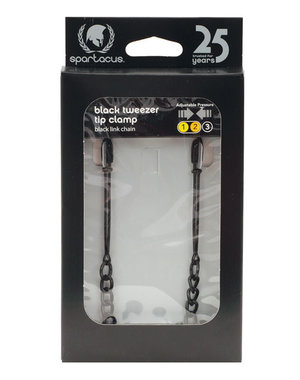 CalExotics SPARTACUS ADJUSTABLE BLACK TWEEZER NIPPLE CLAMPS WITH CHAIN