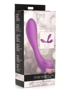 INMI TOYS INMI POSE PLUS RECHARGEABLE SILICONE 10X PULSING BENDABLE VIBE PURPLE