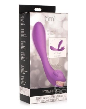 INMI TOYS INMI POSE PLUS RECHARGEABLE SILICONE 10X PULSING BENDABLE VIBE PURPLE