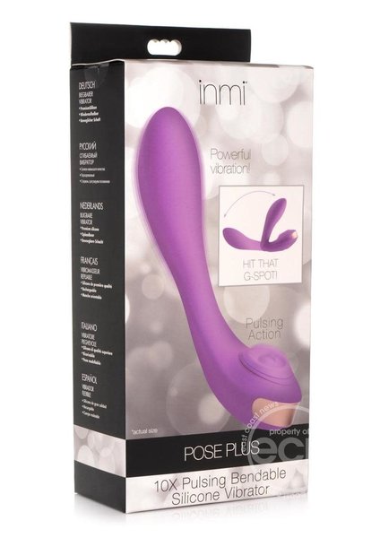 INMI TOYS INMI POSE PLUS RECHARGEABLE SILICONE 10X PULSING BENDABLE VIBE PURPLE