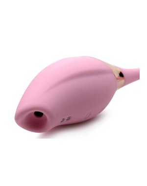 XR Brands INMI SHEGASM 8X TANDEM PLUS SUCTION CLITORAL STIMULATOR & EGG PINK