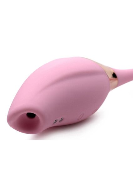 XR Brands INMI SHEGASM 8X TANDEM PLUS SUCTION CLITORAL STIMULATOR & EGG PINK