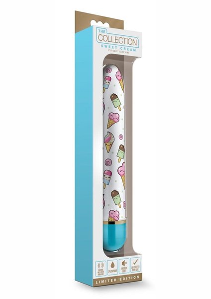 BLUSH NOVELTIES THE COLLECTION SWEET CREAM CLASSIC SLIM VIBRATOR ICE CREAM BLUE