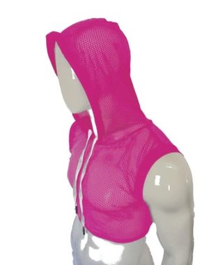KNOBS KNOBS HOODED MESH CROP TOP HOT PINK