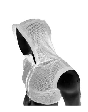 KNOBS KNOBS HOODED MESH CROP TOP WHITE