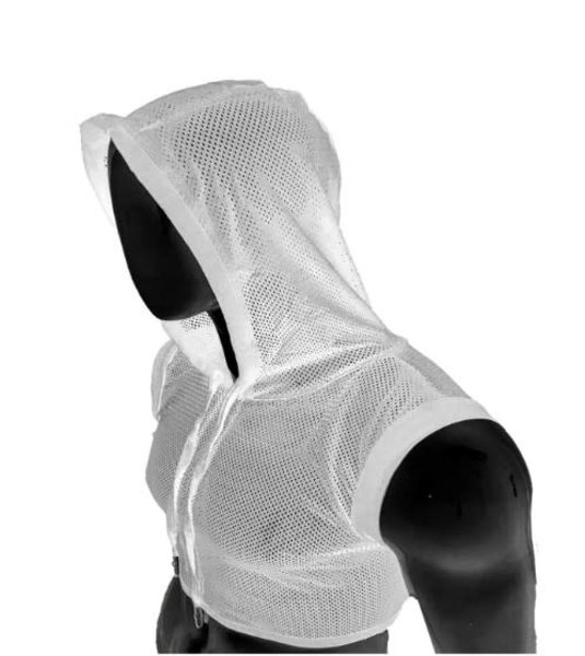 KNOBS KNOBS HOODED MESH CROP TOP WHITE