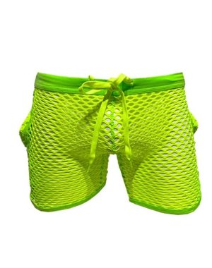 KNOBS KNOBS FISHNET GYM SHORTS LIME GREEN