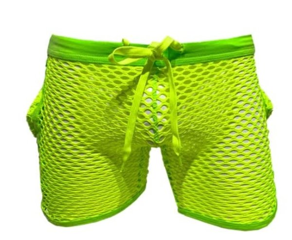 KNOBS KNOBS FISHNET GYM SHORTS LIME GREEN