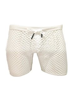 KNOBS KNOBS FISHNET GYM SHORTS WHITE