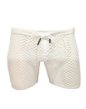 KNOBS KNOBS FISHNET GYM SHORTS WHITE