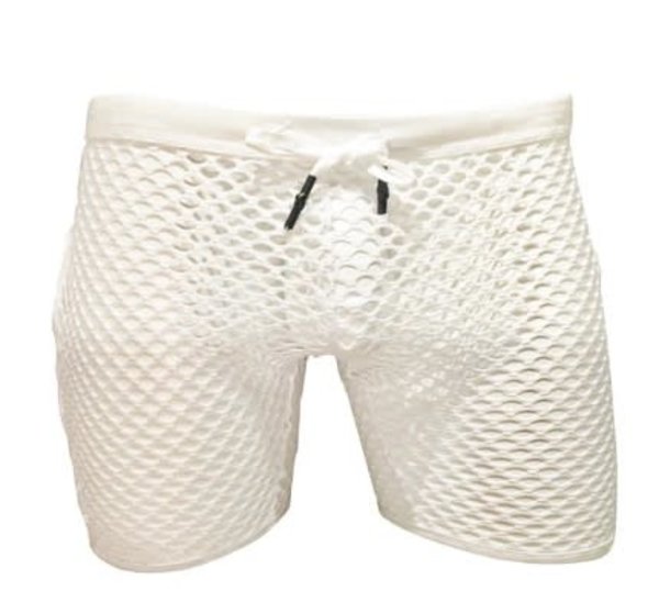 KNOBS KNOBS FISHNET GYM SHORTS WHITE