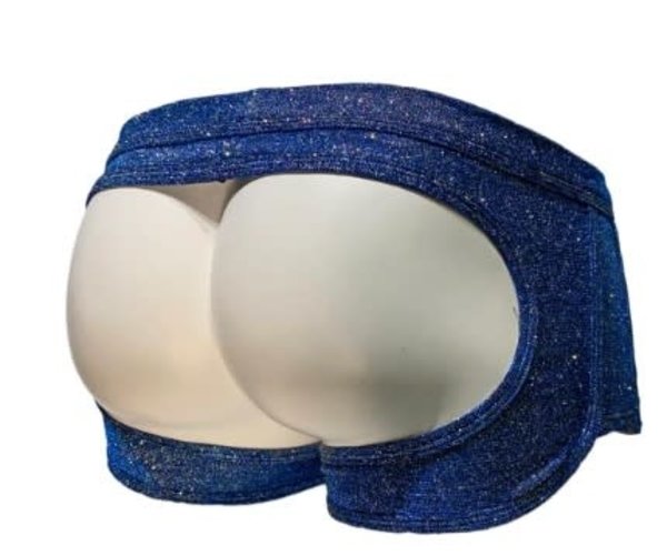 KNOBS KNOBS OPEN BUTT JOCK TRUNK BLUE GLITTER SHORTS