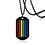 FLYING MONKEE BLACK STAINLESS STEEL DOG TAG WITH RAINBOW STRIPES