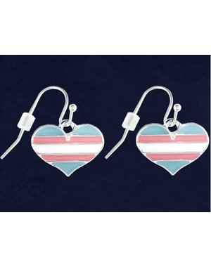RAINBOW TRANS PRIDE HEART EARRINGS PAIR