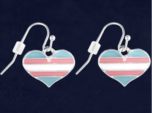 RAINBOW TRANS PRIDE HEART EARRINGS PAIR
