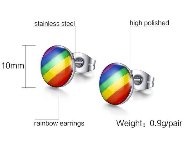 RAINBOW RAINBOW STRIPED STUD EARRING