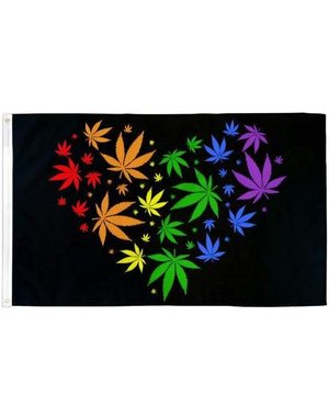  MARIJUANA LOVE RAINBOW FLAG 3' X 5' POLYESTER