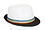 RAINBOW RAINBOW FABRIC STRIP WHITE STRAW WITH BLACK BRIM FEDORA