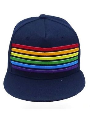  RAINBOW EMBROIDERED STRIPES CAP NAVY