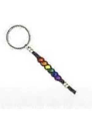  BRAIDED LEATHER WITH RAINBOW CERAMIC KEYCHAIN