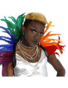 ZUCKER ZUCKER CARNIVAL RAINBOW FEATHER COLLAR