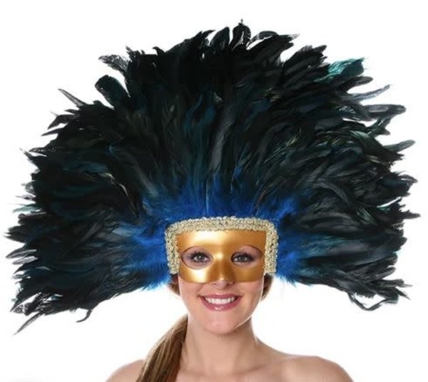 ZUCKER ZUCKER FEATHER HEADDRESS & REMOVABLE MASK SHOCKING PINK