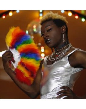 ZUCKER ZUCKER MARABOU RAINBOW FEATHER FAN