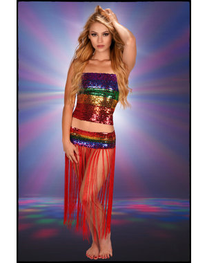 WESTERN FASHION RAINBOW SEQUIN TUBE TOP