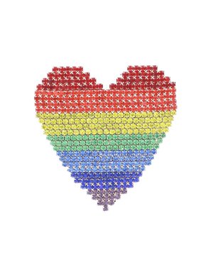 WESTERN FASHION RAINBOW RHINESTONE HEART PIN