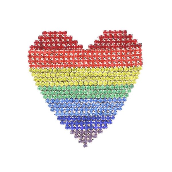 WESTERN FASHION RAINBOW RHINESTONE HEART PIN