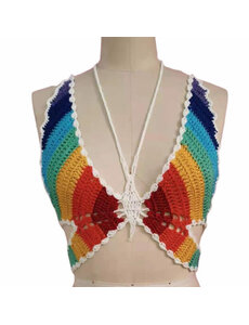 WESTERN FASHION RAINBOW BUTTERFLY CROCHET TOP