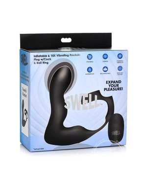 XR Brands SWELL 10X INFLATABLE SILICONE VIBE PLUG WITH COCK & BALL RING