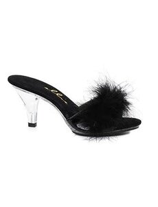 ELLIE SHOES 305-SASHA 3" HEEL MARIBOU SLIPPER BLACK