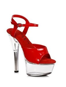 ELLIE SHOES 601-JULIET 6" HEEL RED SANDAL WITH CLEAR BOTTOM